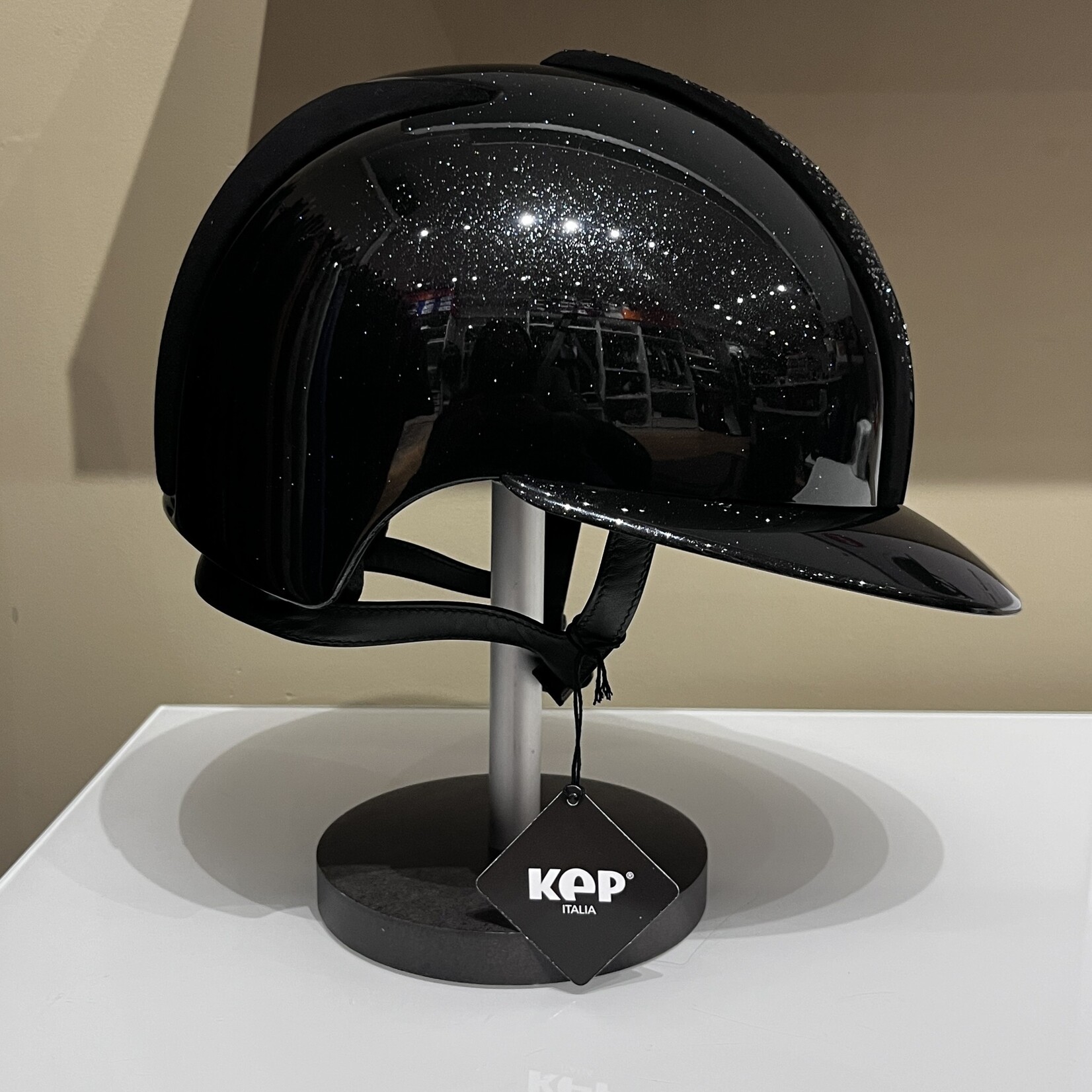 KEP KEP Custom Cromo 2.0 Wide Brim - Diamond Black Shell & Frame, Black Suede Front & Rear, Diamond Black Grid, Mirror Cromo Subgrid & Button, Black Chinstrap, Silver Shine Logo, Sold as a kit with coordinating liner (sold separately)