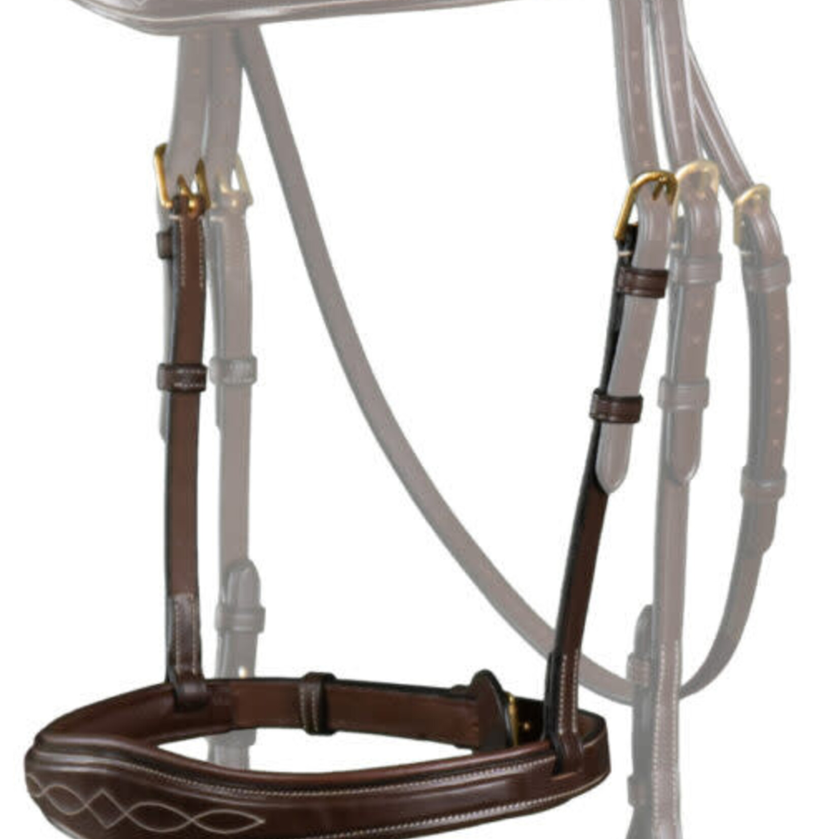 Dy'on DY04B Dy'on Anatomic Noseband, Brass Hardwear and cream stitching