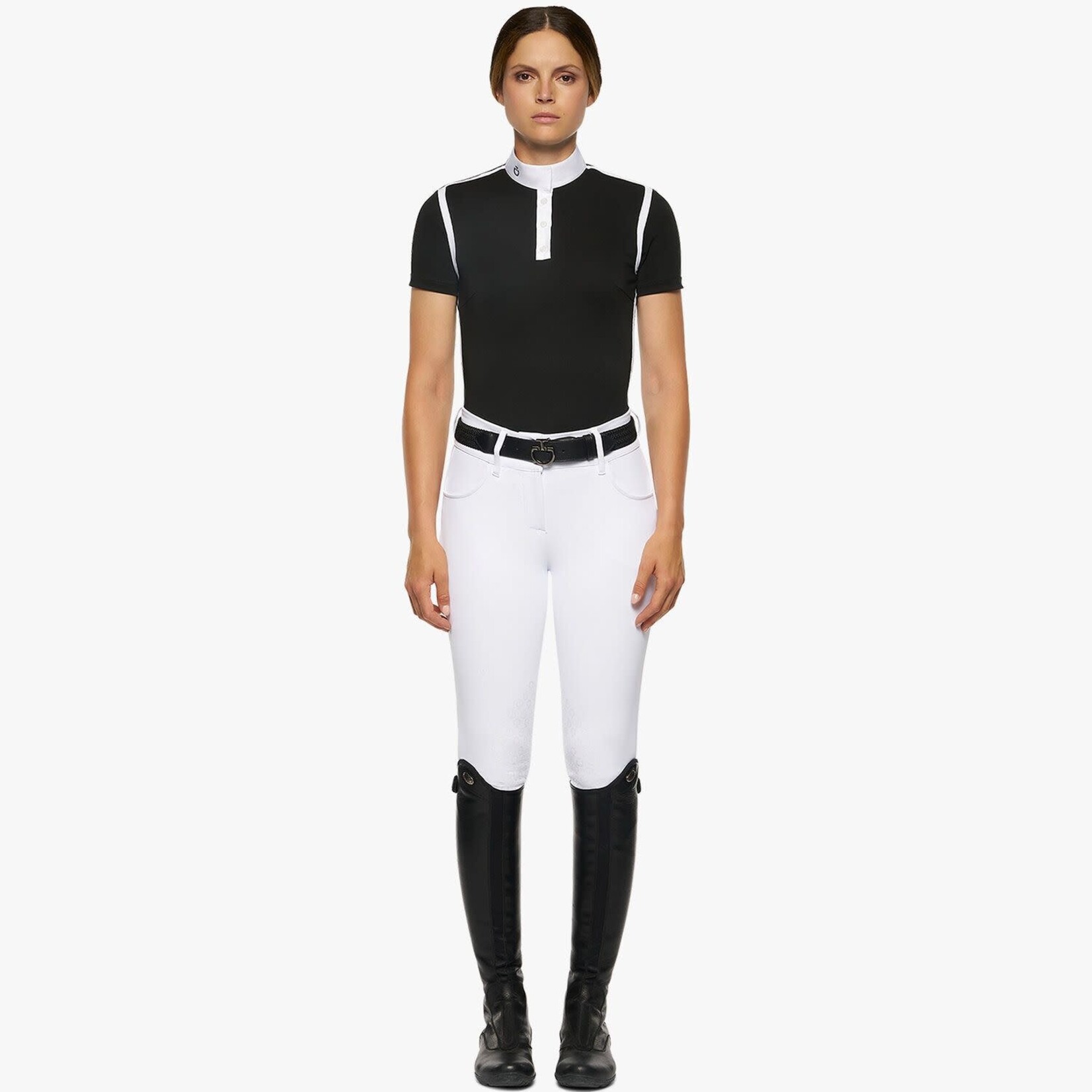 Cavalleria Toscana POD290 Cavalleria Toscana Women's Jersey Pique Contour S/S Button Competition Polo