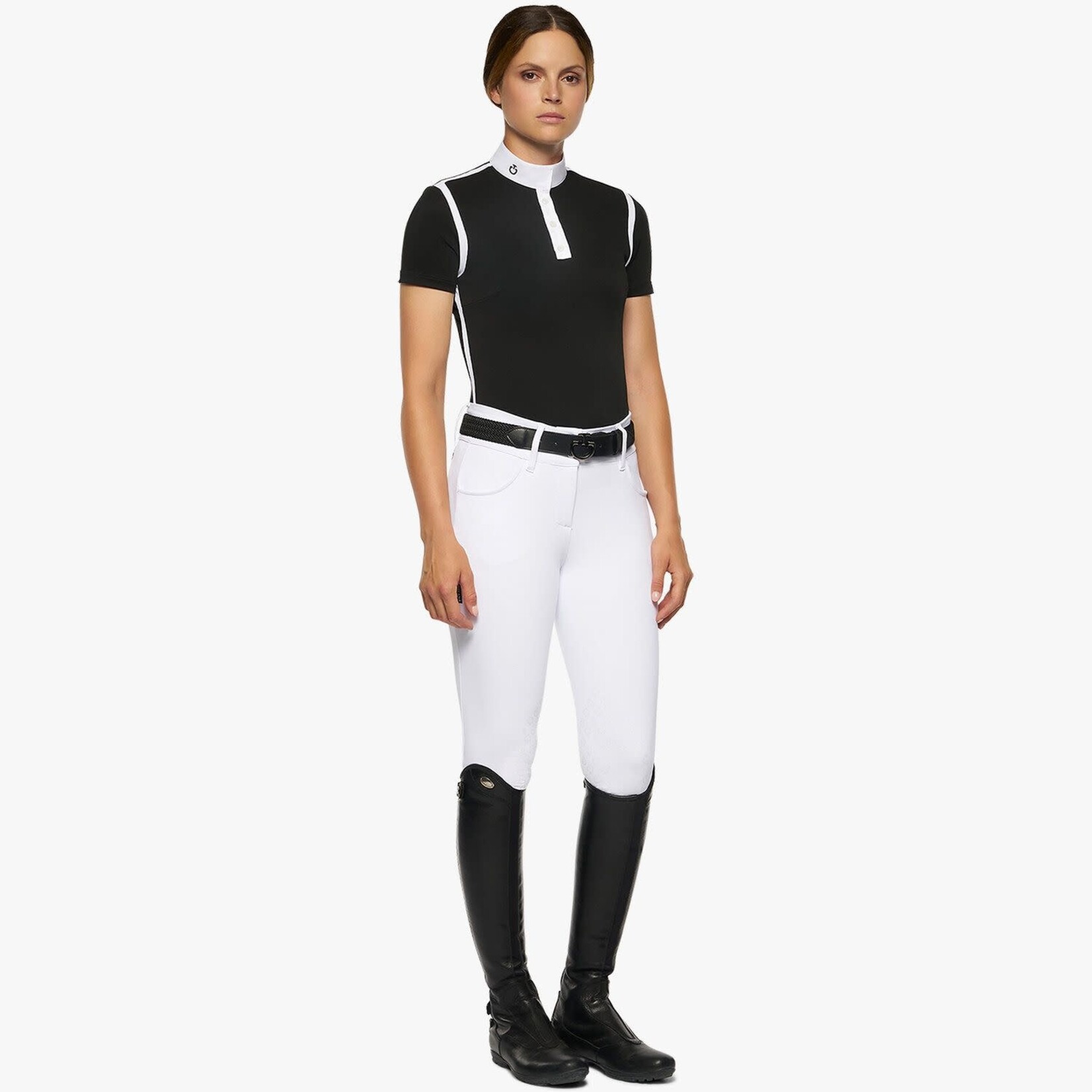 Cavalleria Toscana POD290 Cavalleria Toscana Women's Jersey Pique Contour S/S Button Competition Polo
