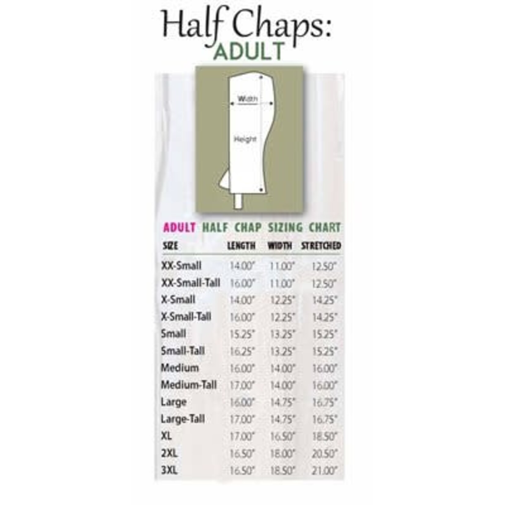1339 Perri's Professional Adult Half Chaps