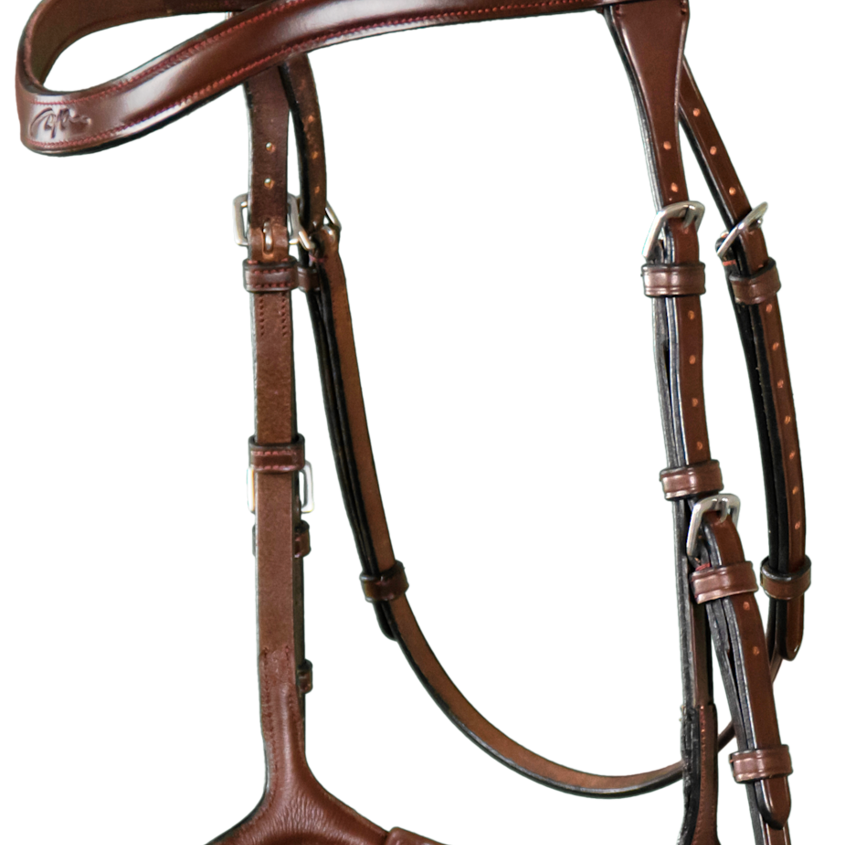 Dy'on NECCCD X-Fit Anatomic Bridle, Ergonomic noseband to limit the pressure points. Matching colour stitching. Stainless steel buckles.