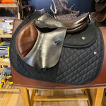 Butet #776 96 Consigned Butet Grained Saddle, 16" P Flat seat, 1.5 flap, STD Tree, Gold, calfskin padded flap and seat