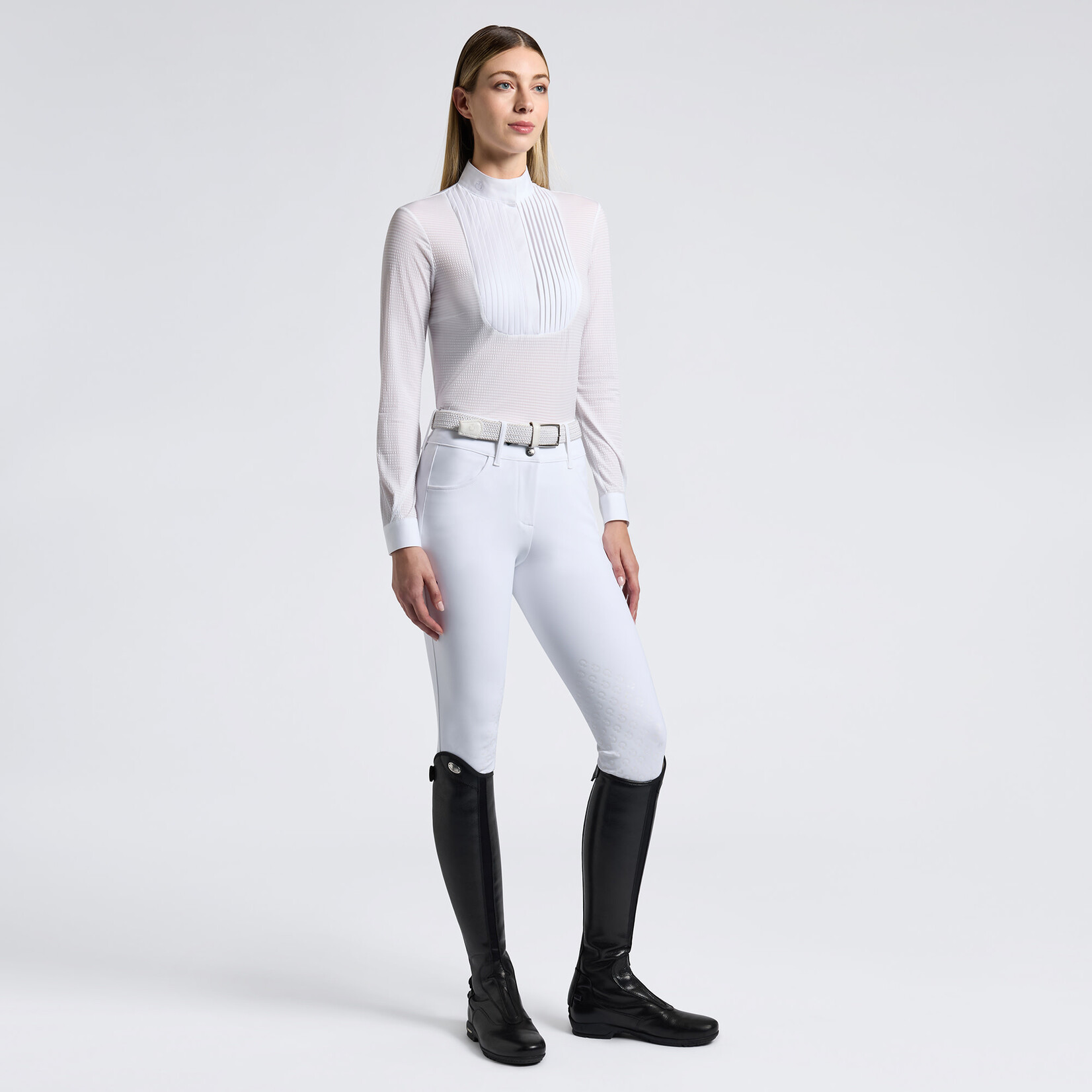 Cavalleria Toscana CAD273 Cavalleria Toscana Women's Pleated Bib Jersey L/S Competition Shirt