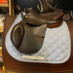 Beval Consigned Child’s Beval Ltd Princeton, 15.” seat, calf seat & padded flap, (meas 3.5” between wool dots)
