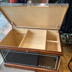 Phoenix West RIDE Floor Model Phoenix West, 4 - Sided Vinyl, Large Flat Lid Tack Trunk, Walnut w/ Chrome Trim, includes Tray & Tote
