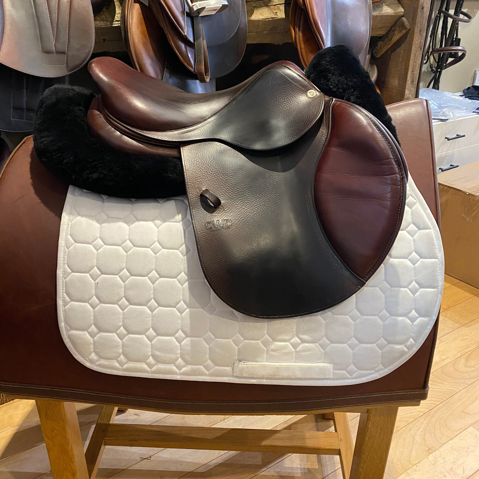 CWD #17 53802 Consigned CWD SE02 Saddle 17" Grained TR Seat (Flat) 2C Flap, PA (less fill) ST,  includes CWD cover