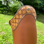 DeNiro DeNiro Custom S6201 Dress Boot w/ Dressage Zipper Position in Wrat Oxford Vitello w/ Aurora Lucidi Calfskin Sand Top, Piping around Top & Heel in Specchio Rame, Brown Soles, 41 MA M