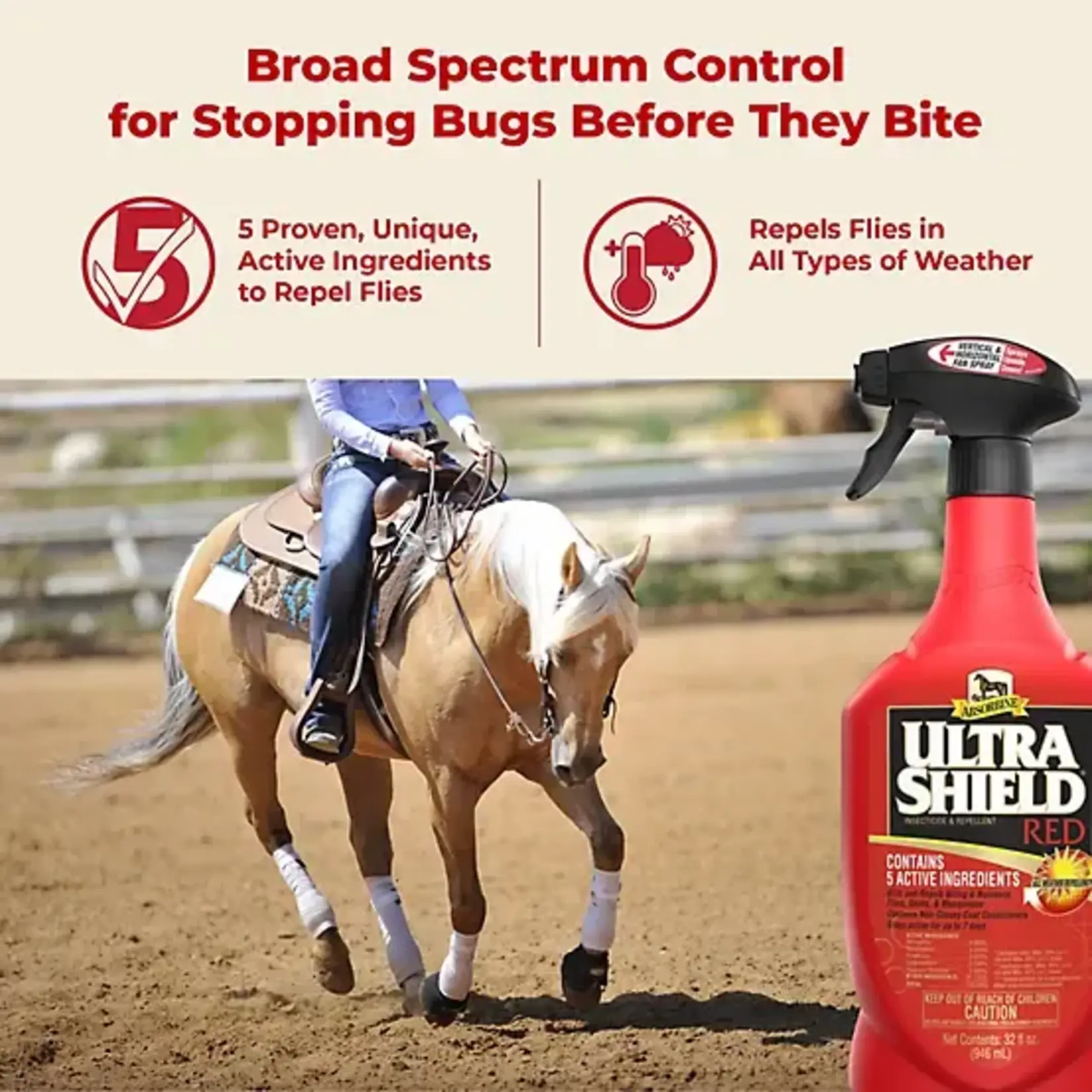 Absorbine Ultra Shield Red Fly Spray- Quart 32 Oz. Spray