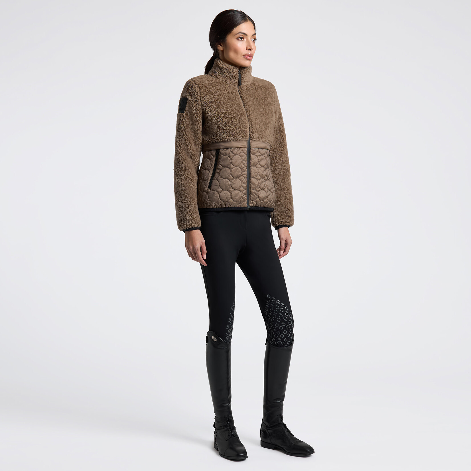 Cavalleria Toscana MAD152 Cavalleria Toscana Teddy Bear Fleece & Nylon Zip Up