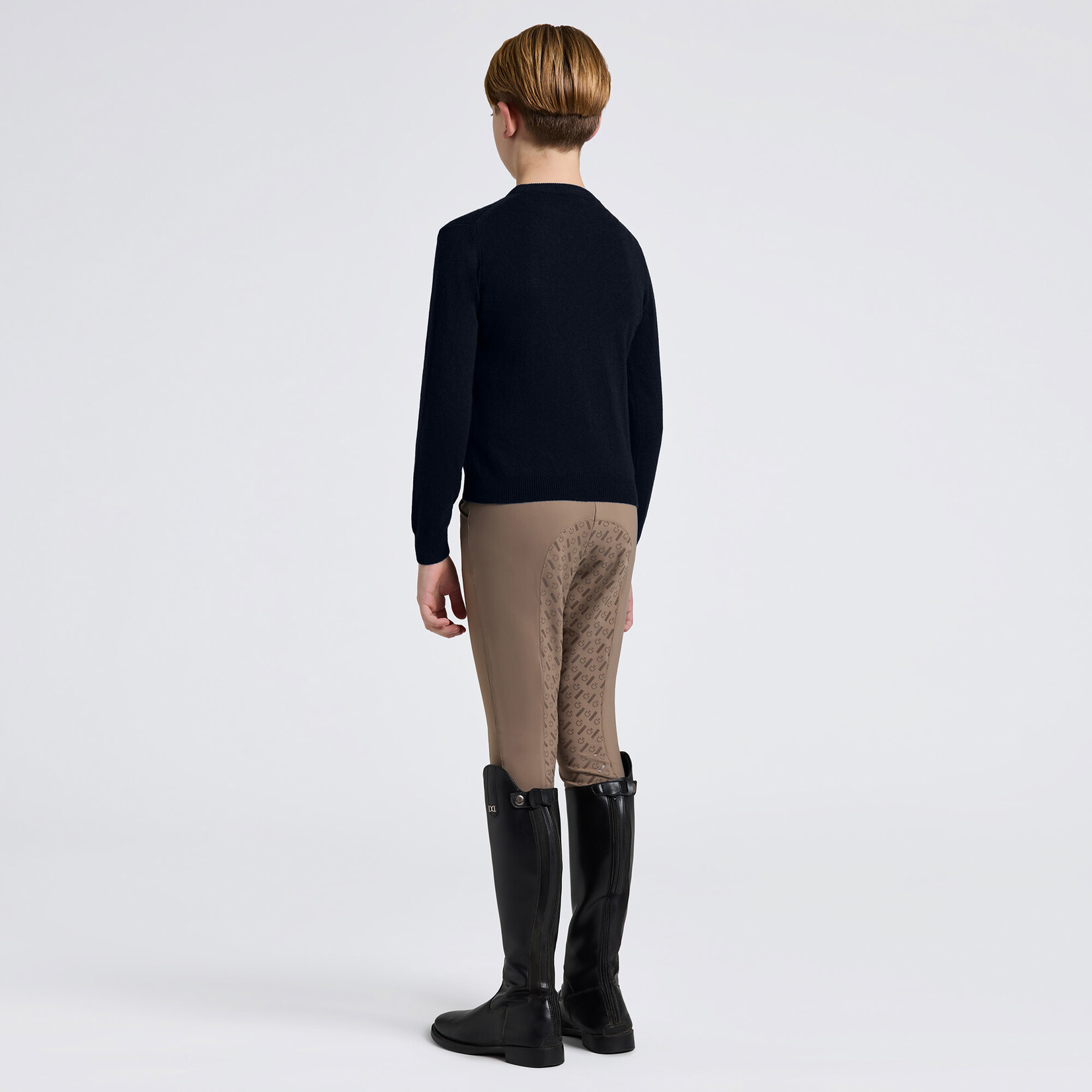 Cavalleria Toscana MAO004 Cavalleria Toscana Junior Sweater w/ Jacquard Horse Cashmere Blend