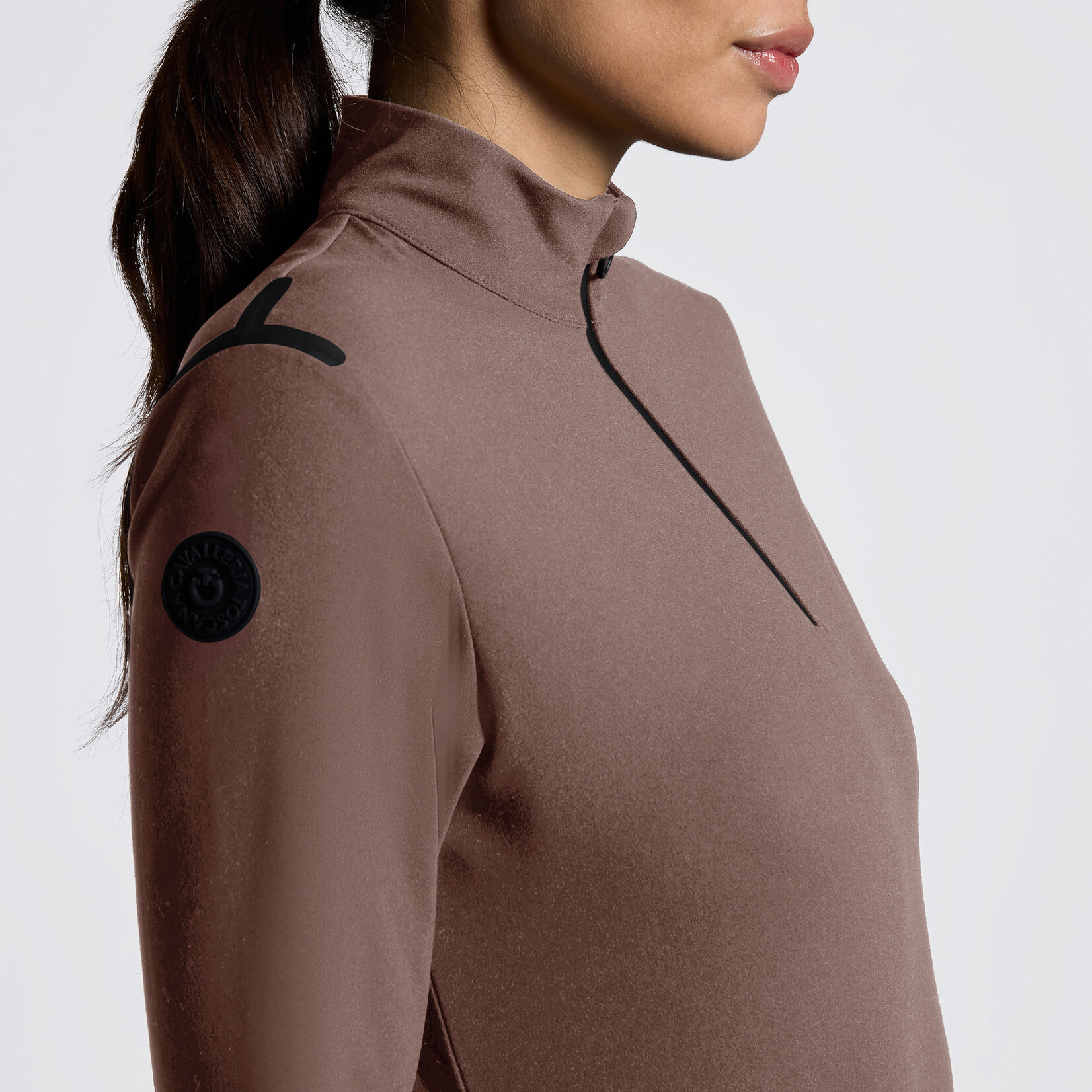 Cavalleria Toscana POD395 Cavalleria Toscana Women's Jersey Fleece Half Zip L/S Turtleneck