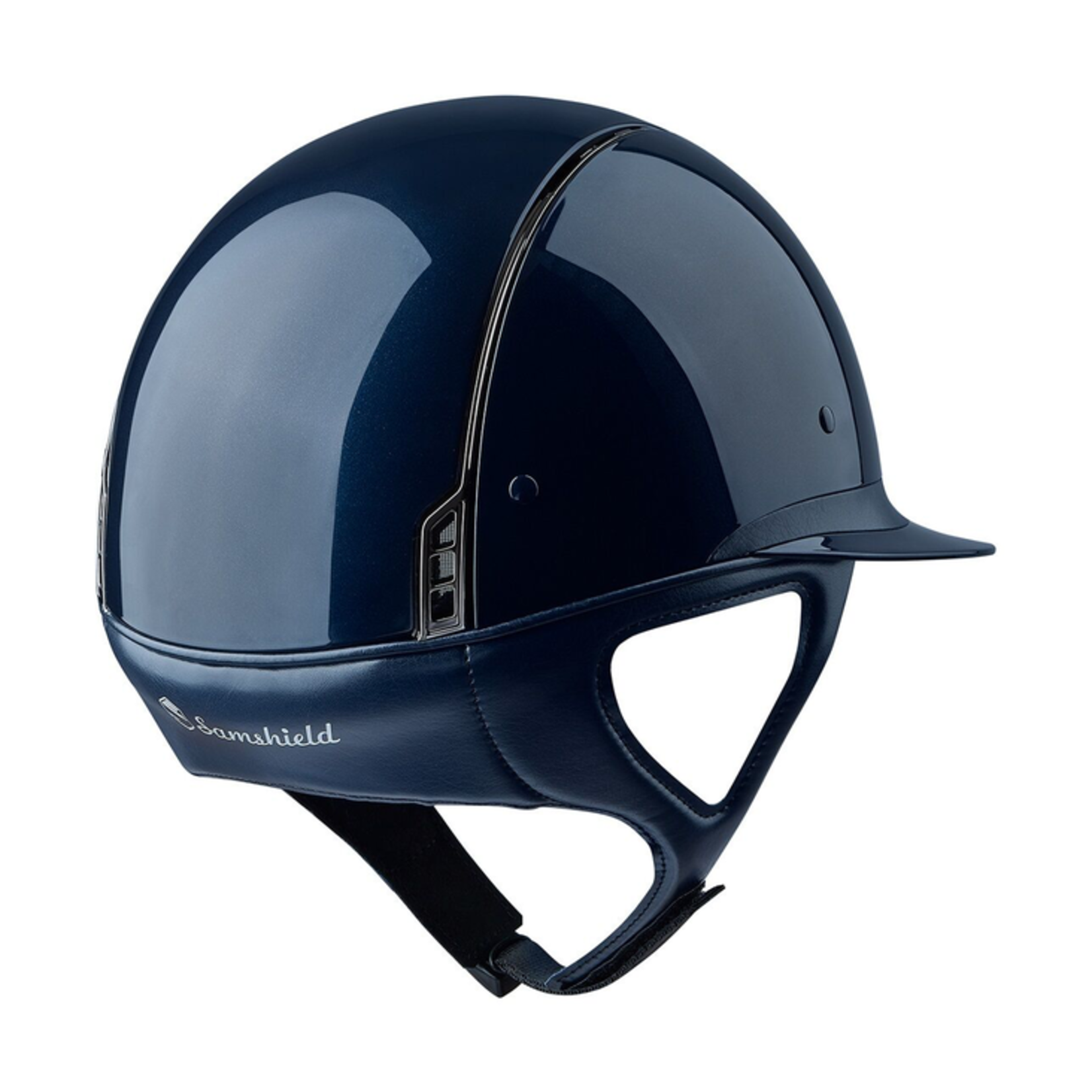 Samshield 1.0 Samshield Miss Shield Shadow Glossy Helmet w/ Black Chrome Trim & Blazon, Sold as a kit with coordinating liner (sold separately).