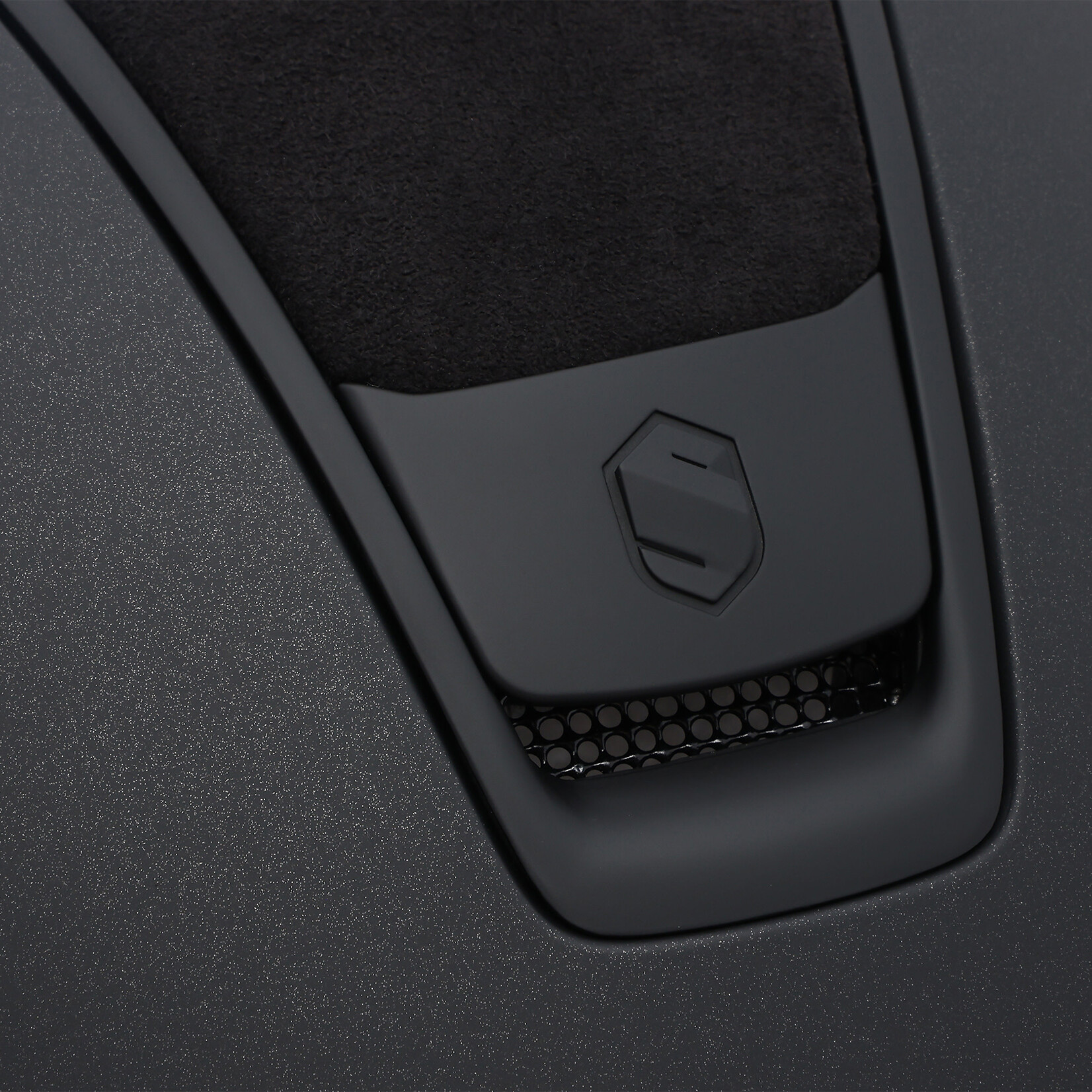 Samshield 2.0 #5 Fast Custom Samshield Miss Shield Shadowmatt Helmet w/ Alcantara Top & Band, Matt Black Trim & Blazon, Sold as a kit with coordinating liner (sold separately)