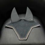 Equstar Custom Bonnet - Soundproof Ears, Square Shape, Drk Grey Base, 1R Grey Crystal, 1R Gunmetal Stingray Ribbon, 1R Light Grey Thread, 1R Drk Grey Thread, Drk Grey Star