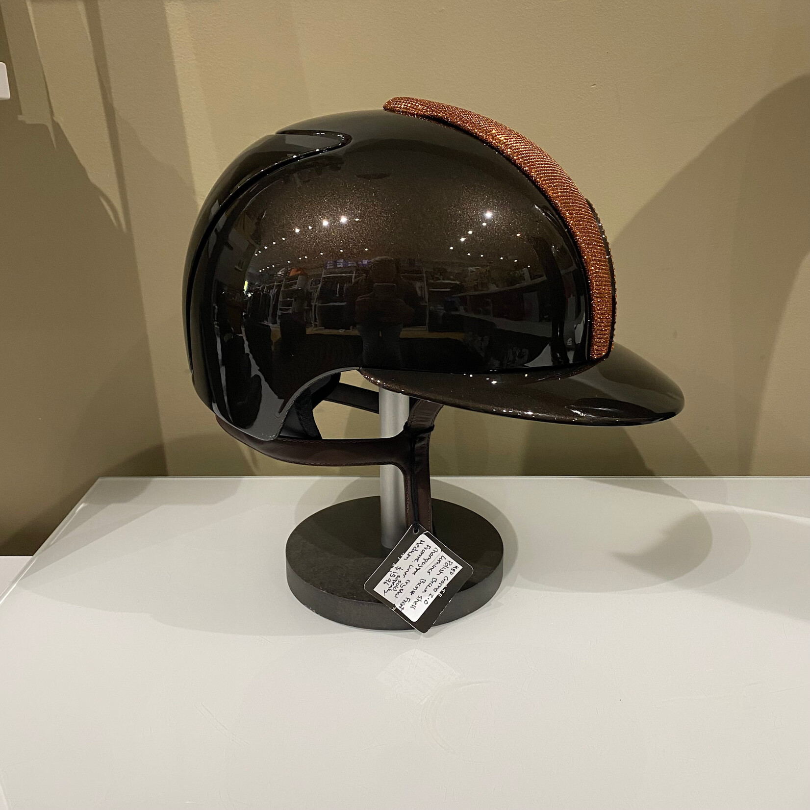 KEP KEP Custom Cromo 2.0  - Polish Brown Shell, Luminor Bronze Front, Frame w/ Swar Crystal Champagne, Polish Brown Grid, Subgrid & Button, Brown Leather Chinstrap, Polo Visor, Sold as a kit with coordinating liner (sold separately) 