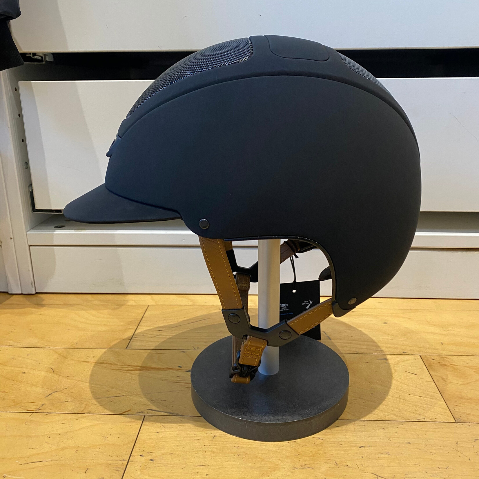 KASK Equestrian Custom Kask WG11 Dogma Hunter Helmet w/ Light Brown Leather Chin Strap-Sold as a kit with coordinating liner (sold separately)