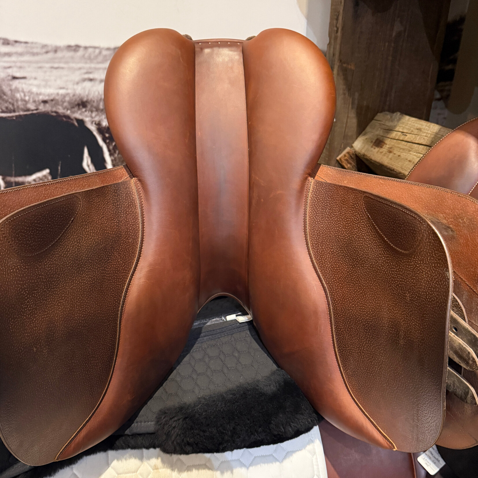 Butet #21 19414 Demo Butet Jumping Saddle Integrated Premium, M (Deep) 2 Flap 17" Gold , Front & Rear Std Blocks, MOU Memory Foam Panels, STD TREE, no cover