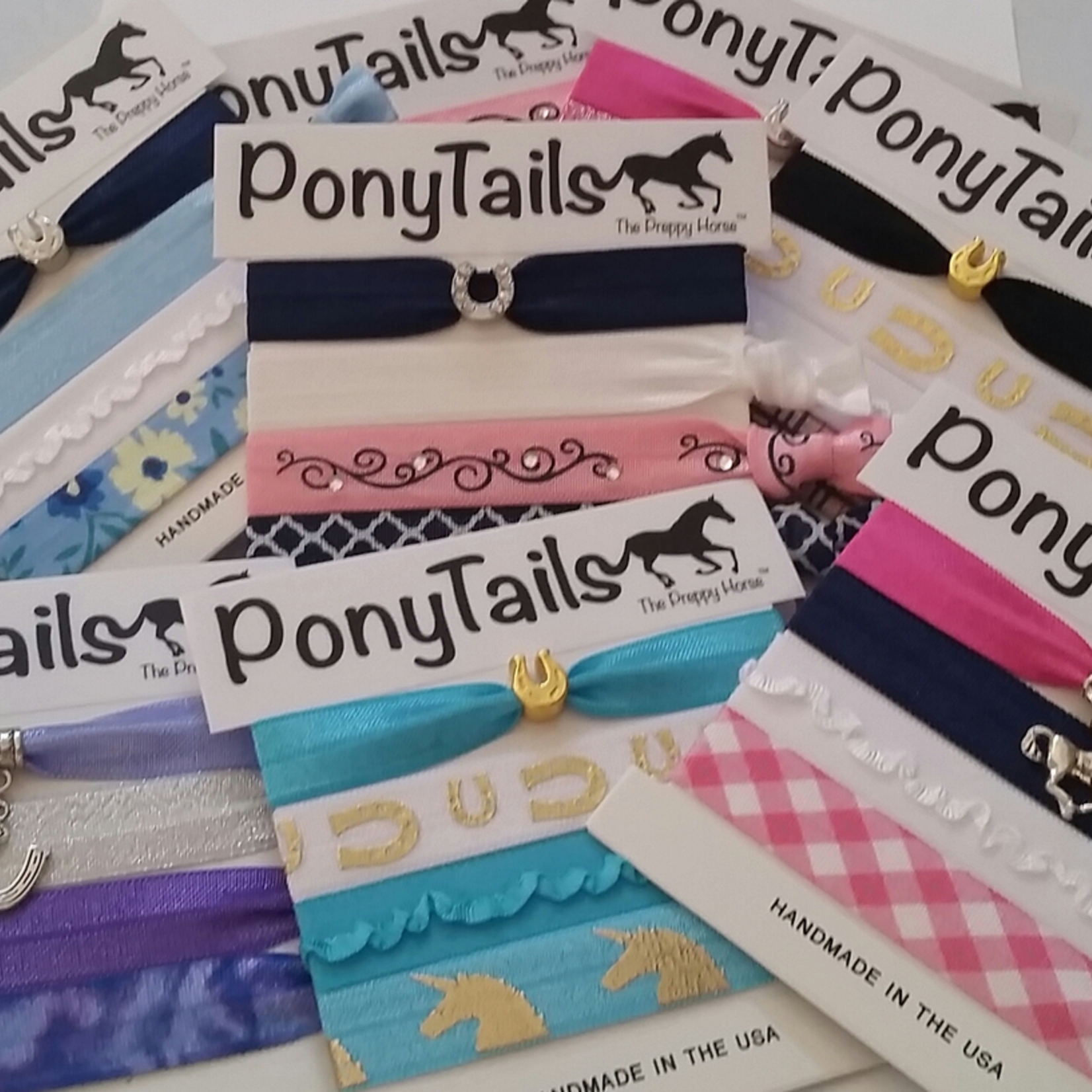 The Preppy Horse Preppy Horse Multi Horse Shoe PonyTails Hair Tie (4 Pack)