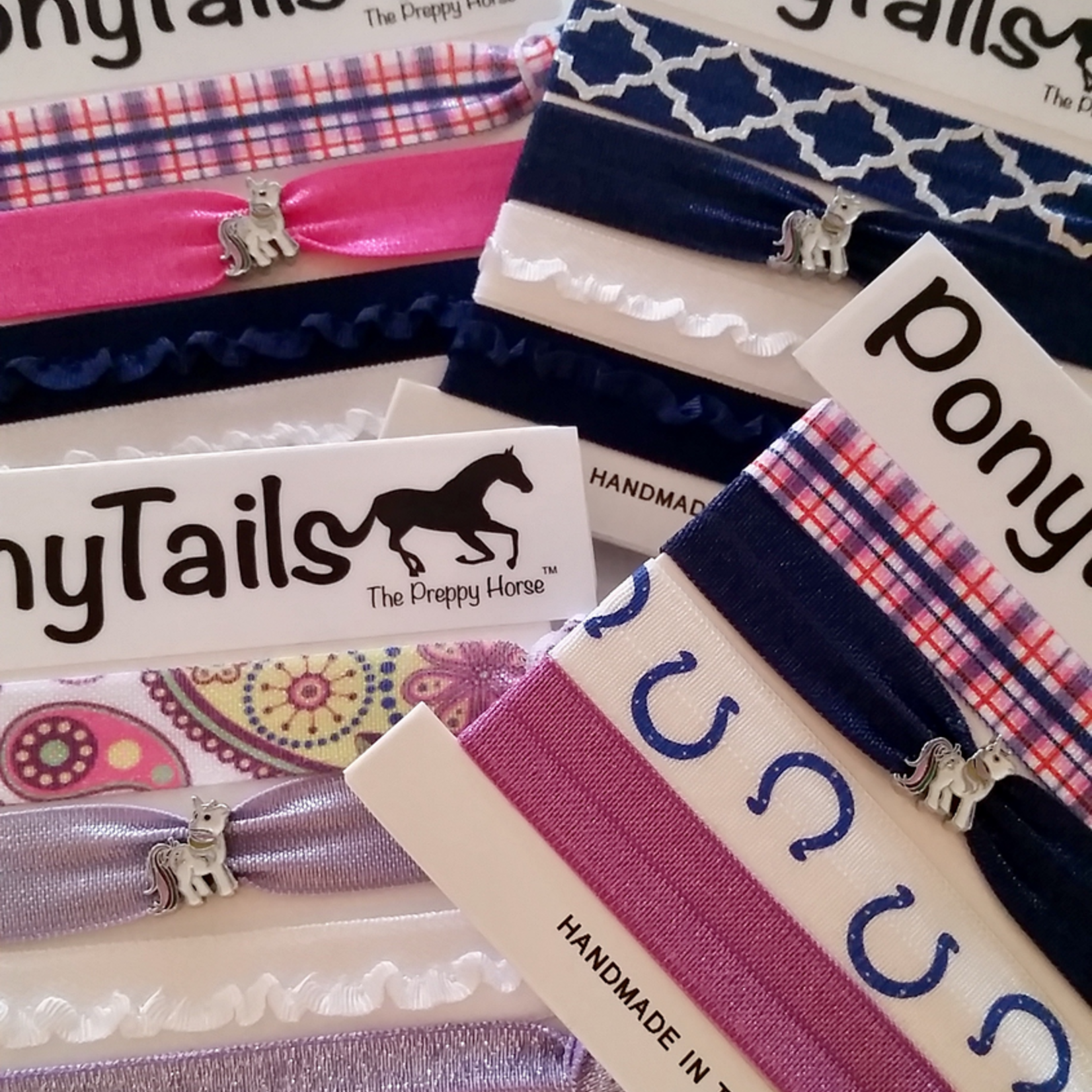 The Preppy Horse Preppy Horse Multi Horse Shoe PonyTails Hair Tie (4 Pack)