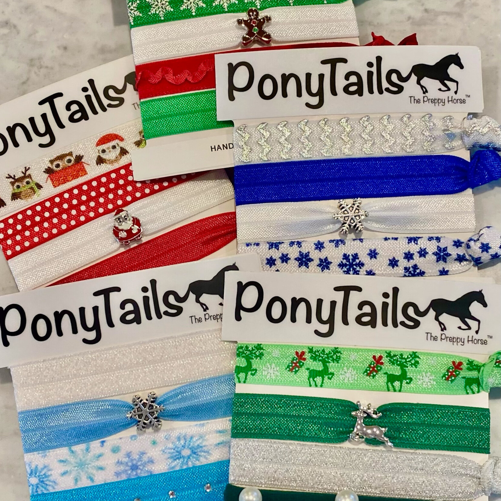 The Preppy Horse Preppy Horse Multi Horse Shoe PonyTails Hair Tie (4 Pack)