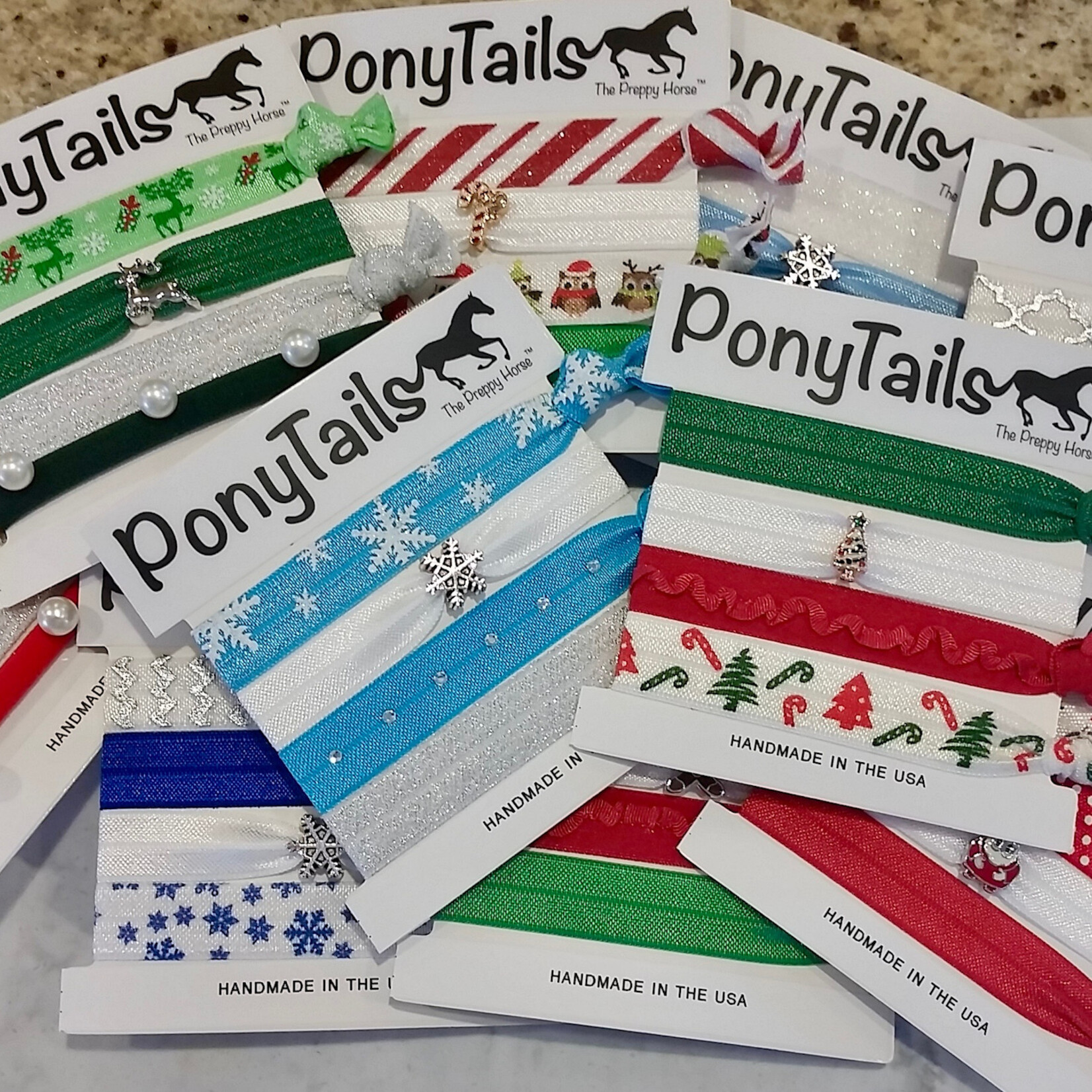 The Preppy Horse Preppy Horse Multi Horse Shoe PonyTails Hair Tie (4 Pack)