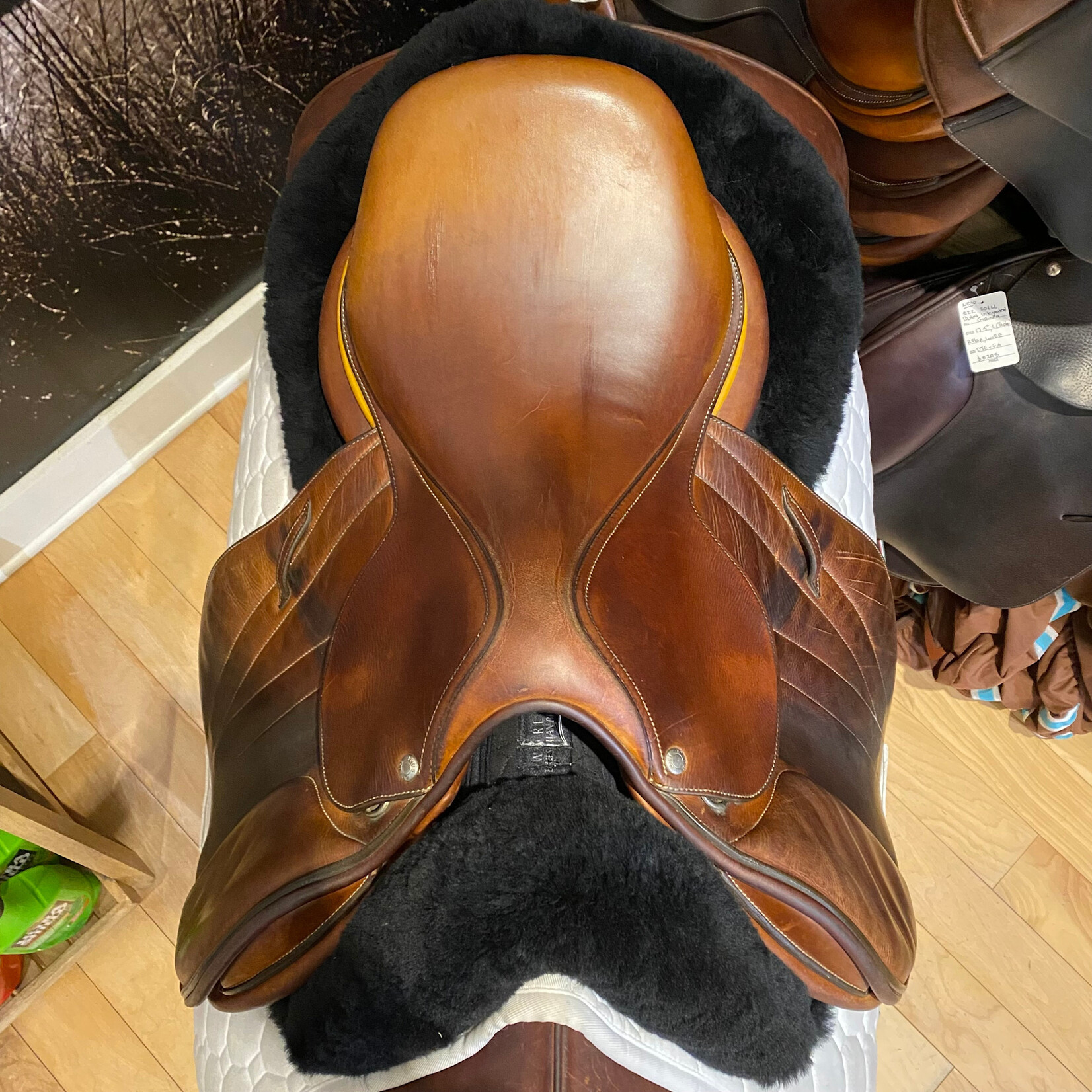 Butet #19 15744 Consigned Butet Jumping Saddle Integrated Premium, M (Medium Deep Seat), Gold 16" 1.5C (short) Flap, STD Tree w/ Cover