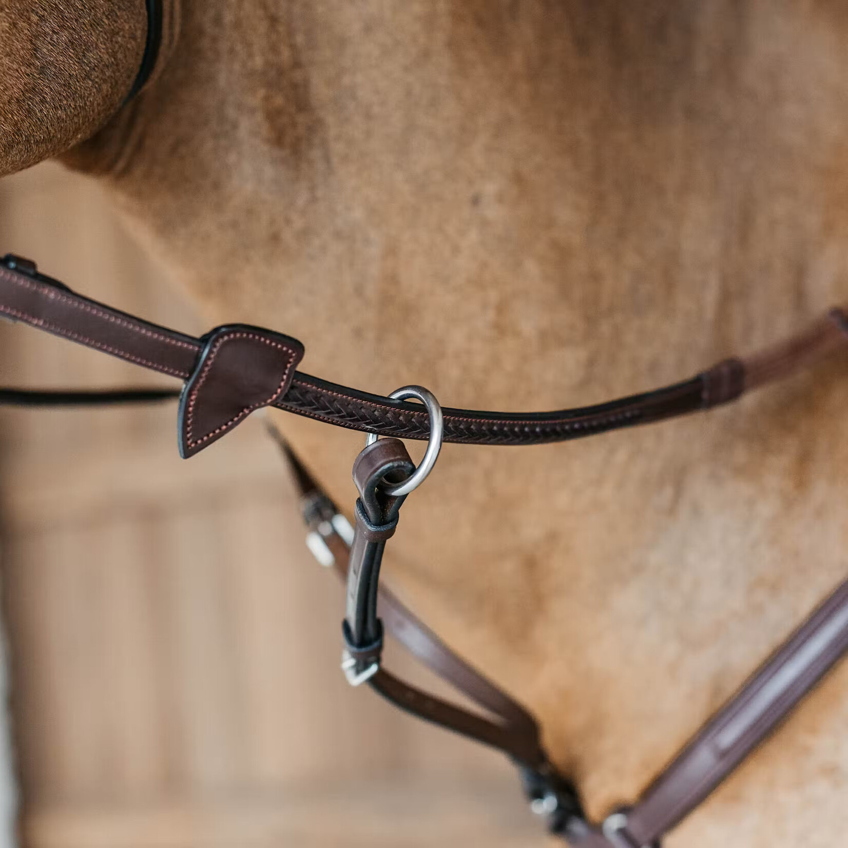 Dy'on NE05W Dy’on 1/2" Rubber Reins with 7 leather loops and plaited finish w/ Nickel Hardware