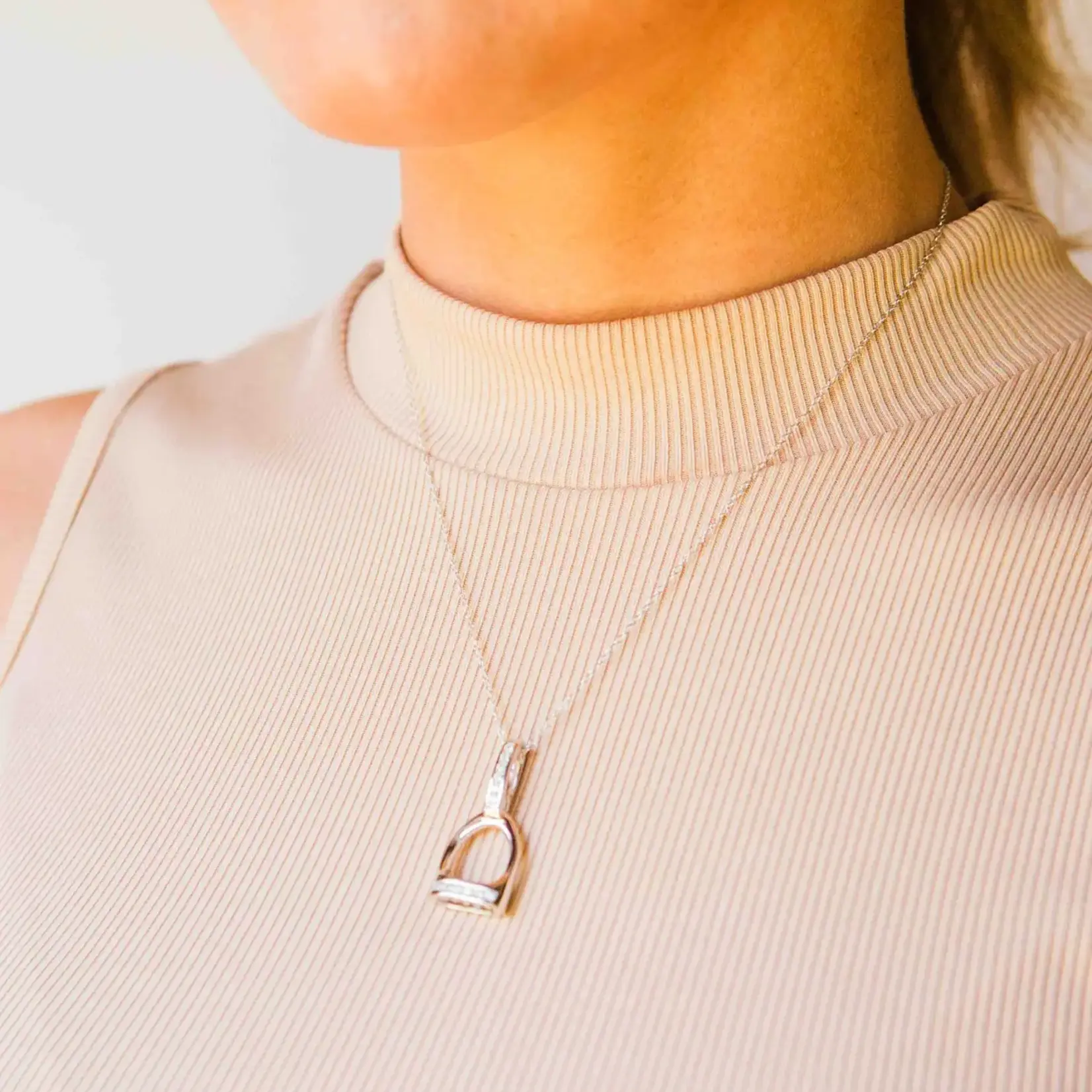 Kelly Herd Jewelry Kelly Herd Large English Stirrup Necklace - Sterling Silver