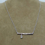 Solitaire Diamond On Bar Necklace,  18", 14k White Gold, 0.12ctw Diamond