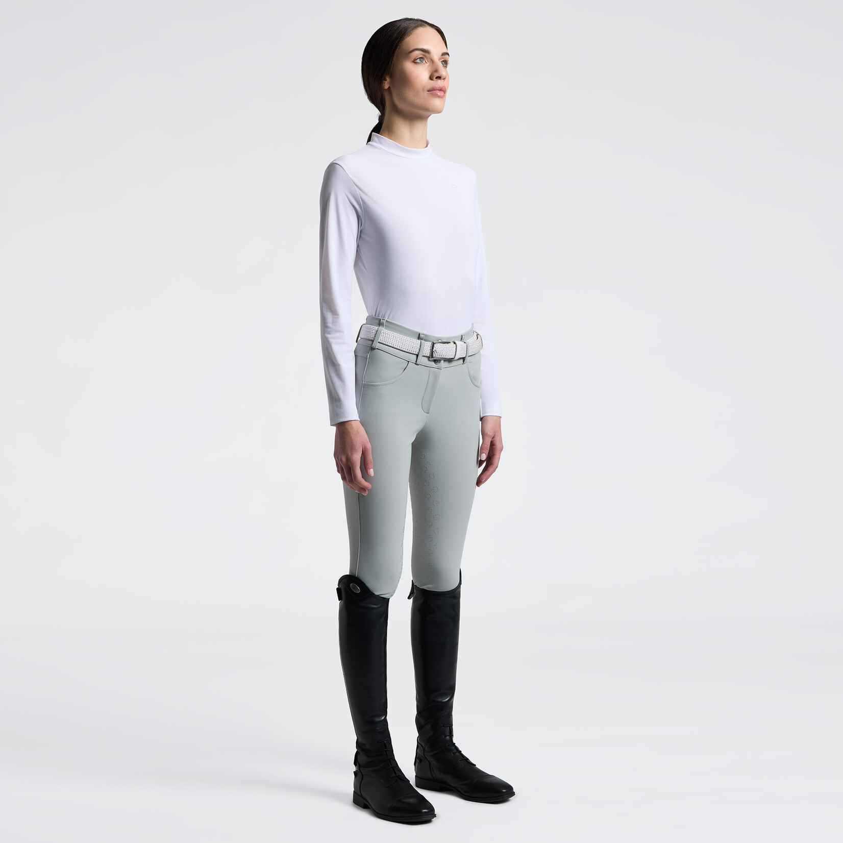 Cavalleria Toscana TSD084 Cavalleria Toscana Women's Long Sleeve Jersey Training Polo w/ 3D Stamp Logo