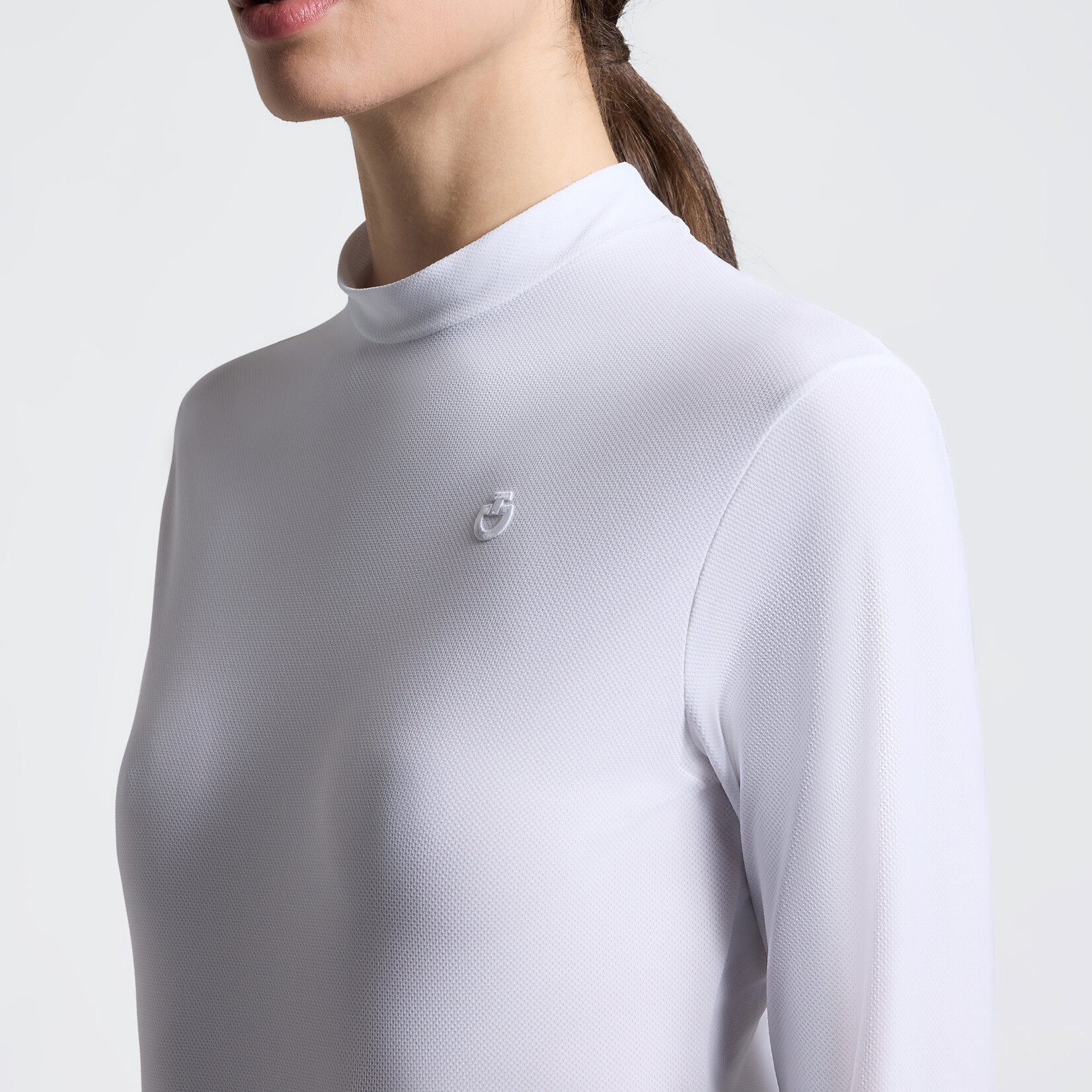 Cavalleria Toscana TSD084 Cavalleria Toscana Women's Long Sleeve Jersey Training Polo w/ 3D Stamp Logo