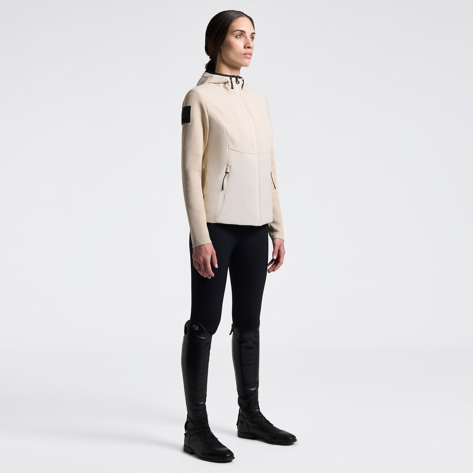 Cavalleria Toscana GID324 Cavalleria Toscana Hybrid Lightweight Tech Knit Hooded Jacket