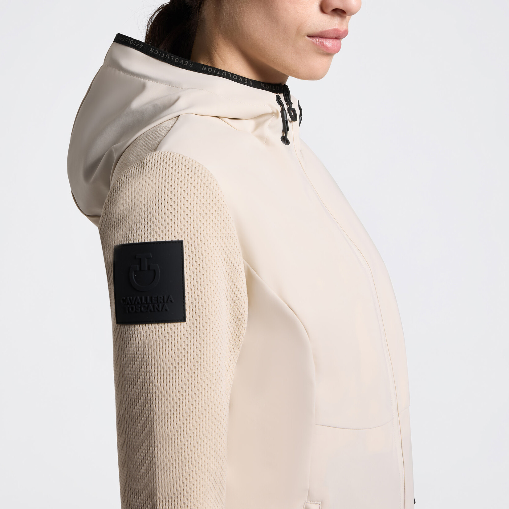 Cavalleria Toscana GID324 Cavalleria Toscana Hybrid Lightweight Tech Knit Hooded Jacket