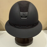 Samshield 2.0 Custom Samshield Miss Shield Helmet w/ Alcantara Top,  Alcantara Black Flower Embroidery Frontal Band Matt Black Trim & Blazon, Sold as a kit with coordinating liner (sold separately).