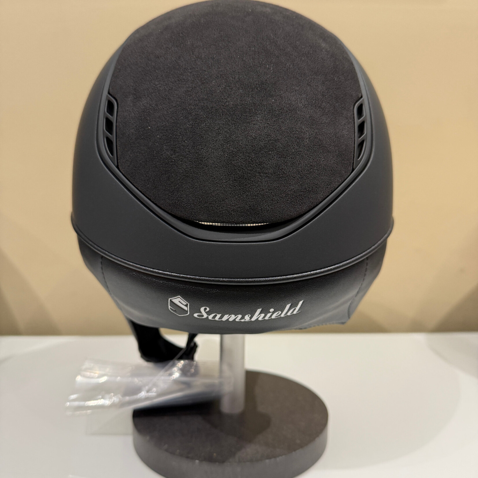 Samshield 2.0 Custom Samshield Miss Shield Helmet w/ Alcantara Top,  Alcantara Black Flower Embroidery Matt Black Trim & Blazon, Sold as a kit with coordinating liner (sold separately).