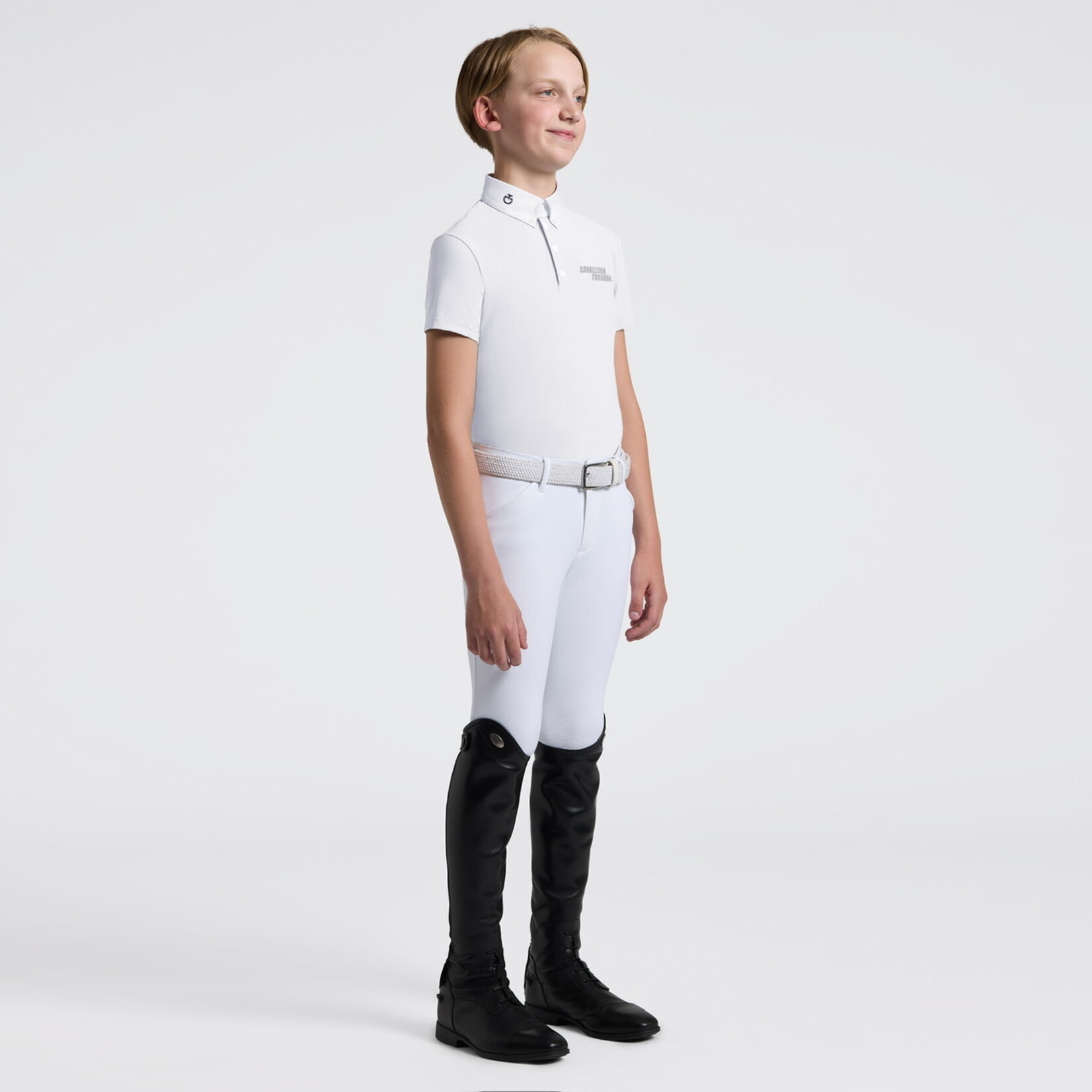 Cavalleria Toscana CAO034 Cavalleria Toscana Boys S/S Jersey w/Embroidery Script Logo Competition Shirt