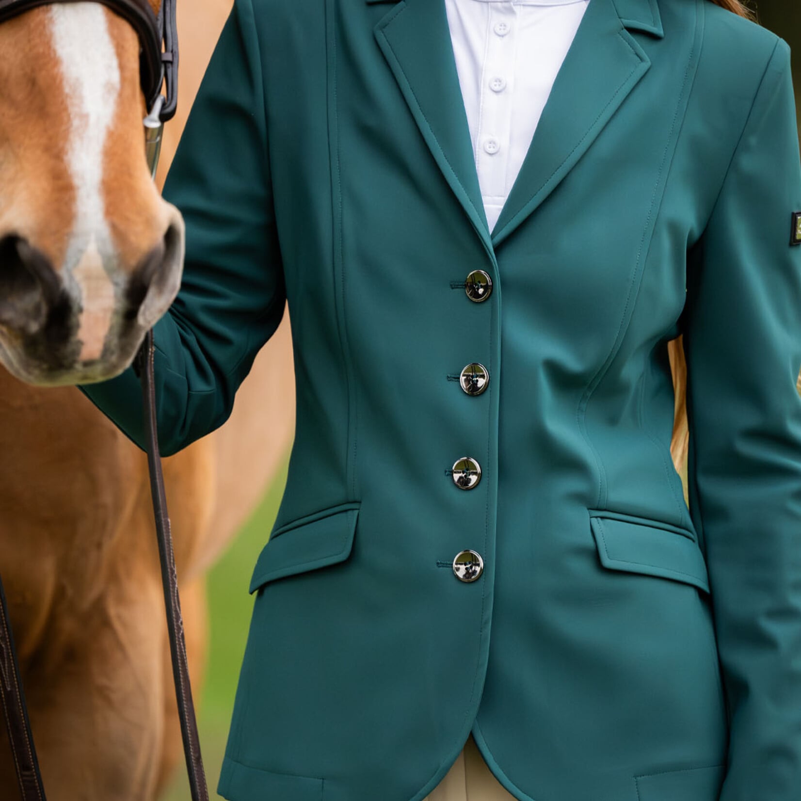 Equiline M00836 Equiline Ladies Elyssa B-Move Unlined Jacket, Gunmetal buttons