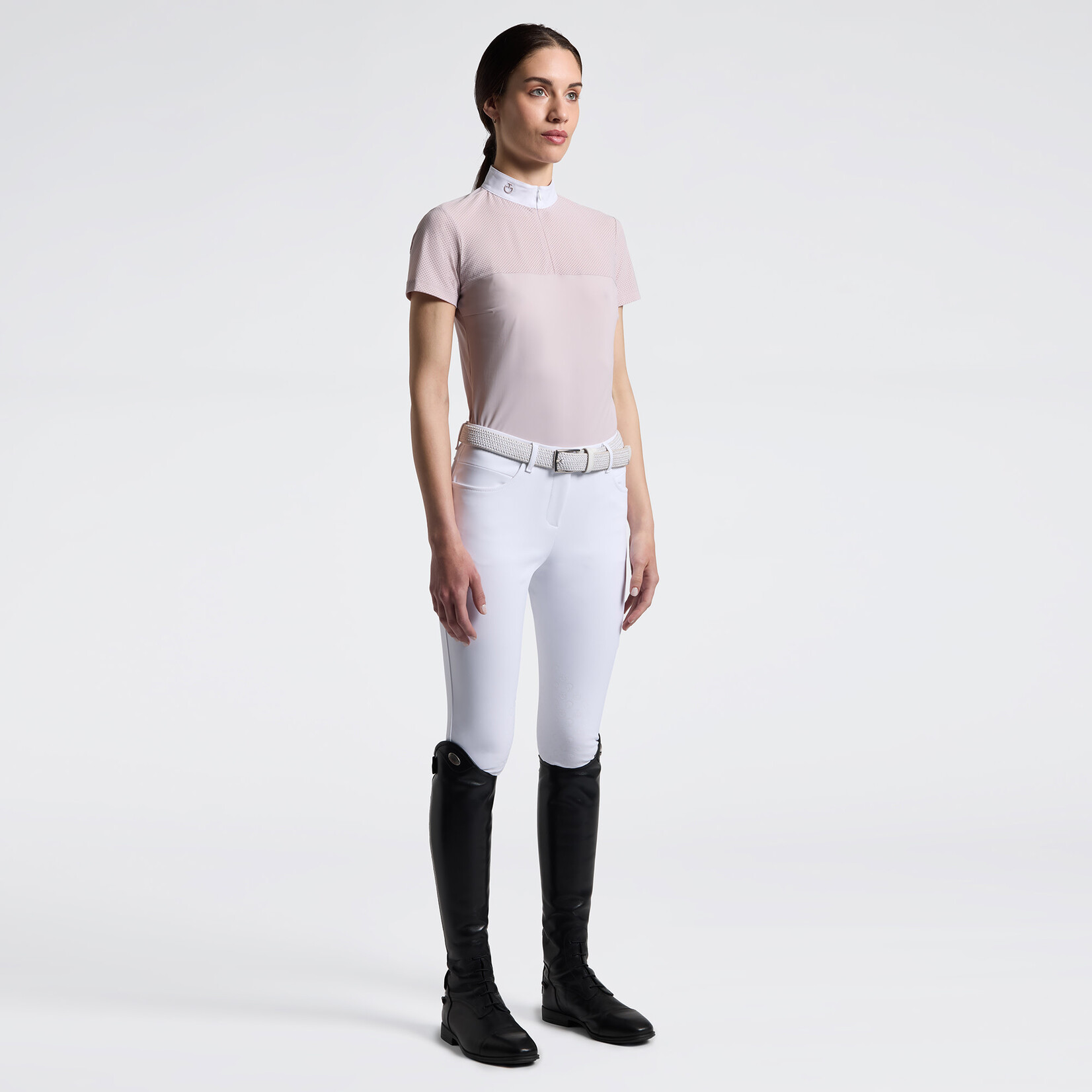 Cavalleria Toscana CAD276 Cavalleria Toscana Women's Perforated Jersey Inserts  S/S Competition Shirt