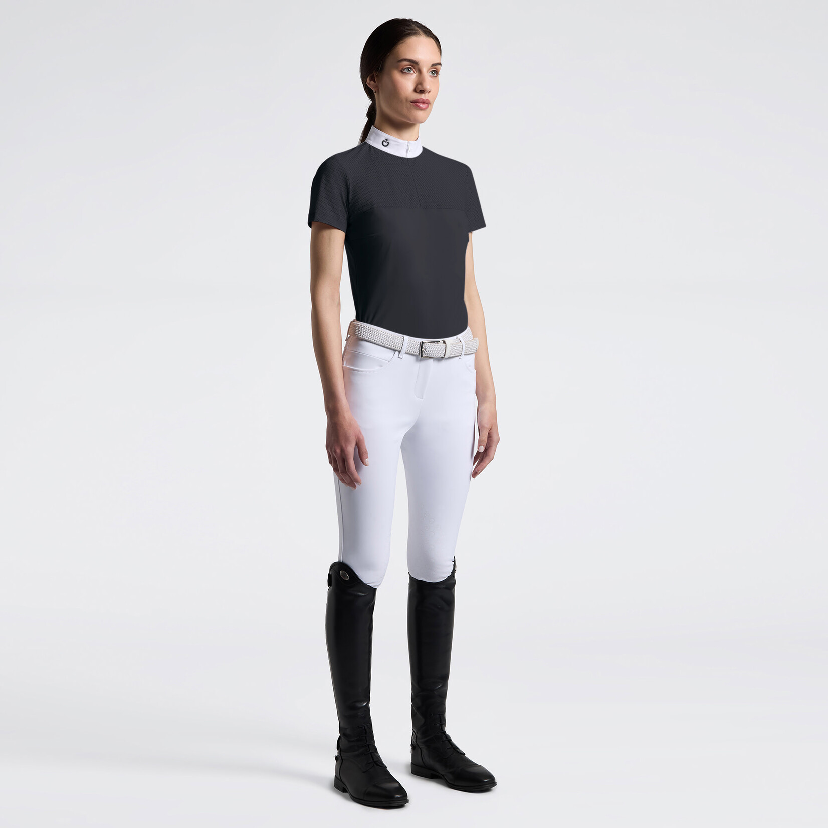 Cavalleria Toscana CAD276 Cavalleria Toscana Women's Perforated Jersey Inserts  S/S Competition Shirt