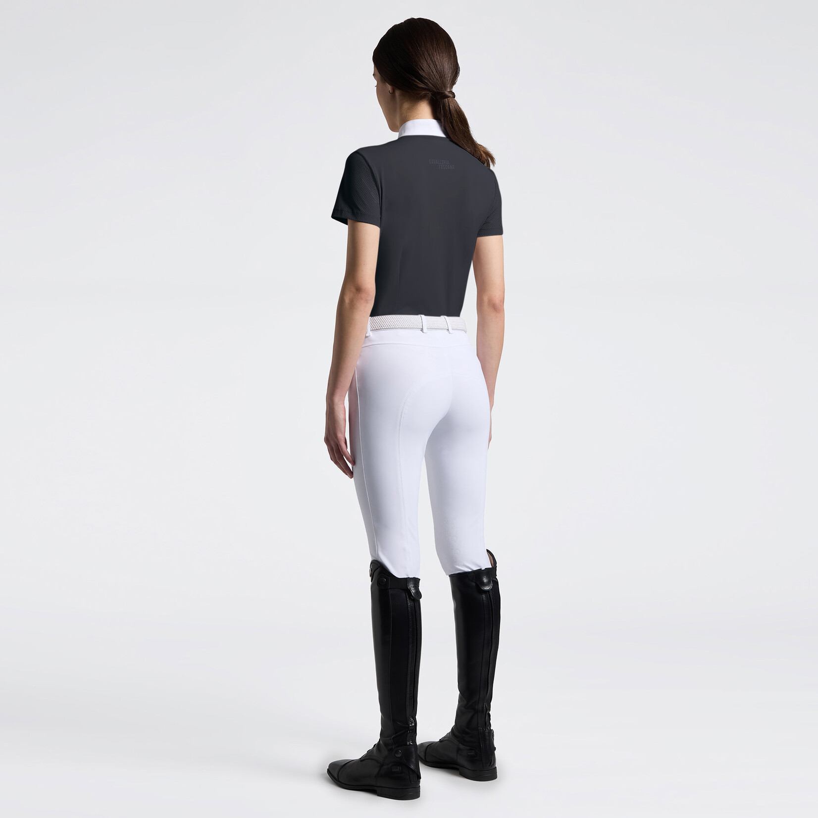 Cavalleria Toscana CAD276 Cavalleria Toscana Women's Perforated Jersey Inserts  S/S Competition Shirt