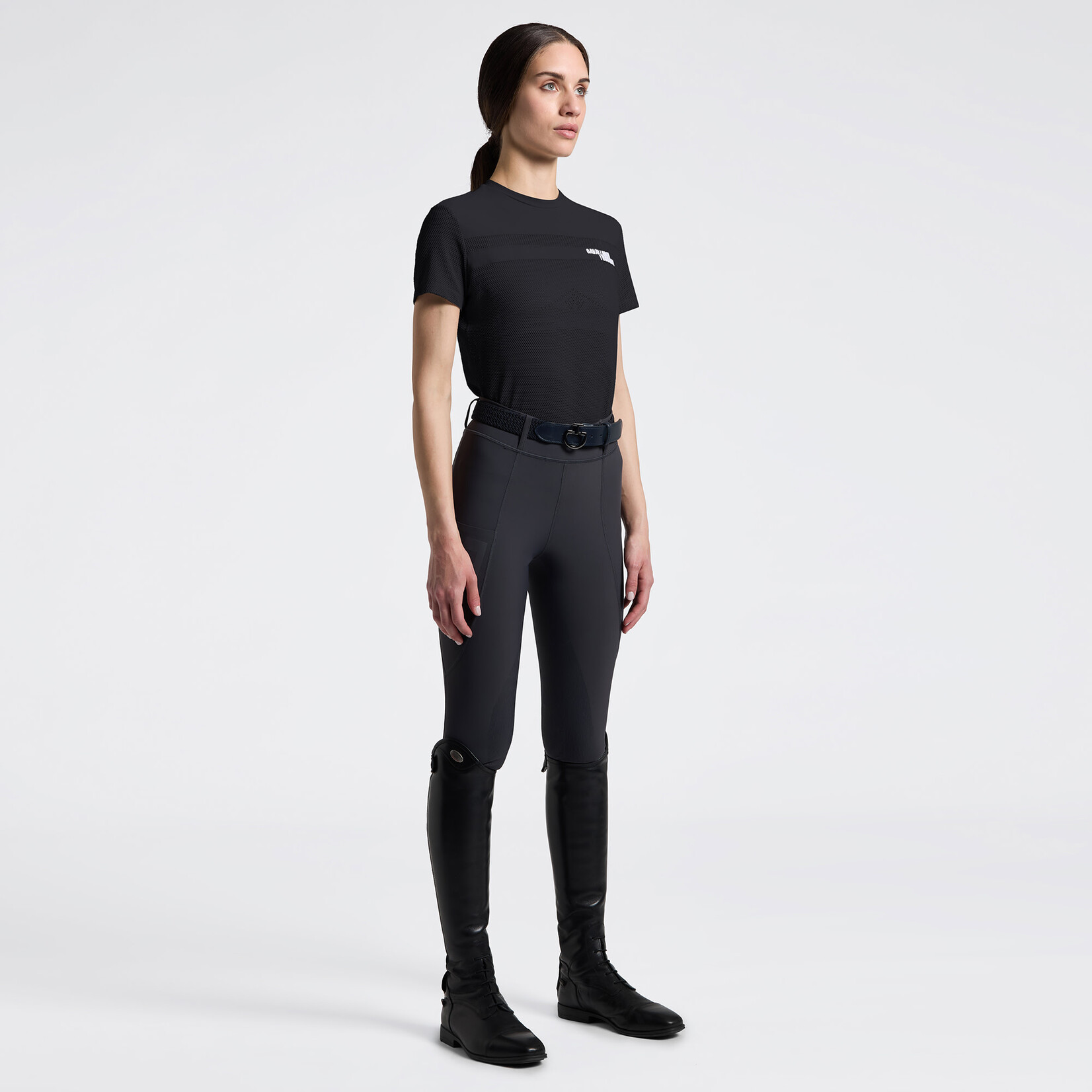 Cavalleria Toscana TSD091 Cavalleria Toscana Women's Short Sleeve Perforated Insert T-Shirt