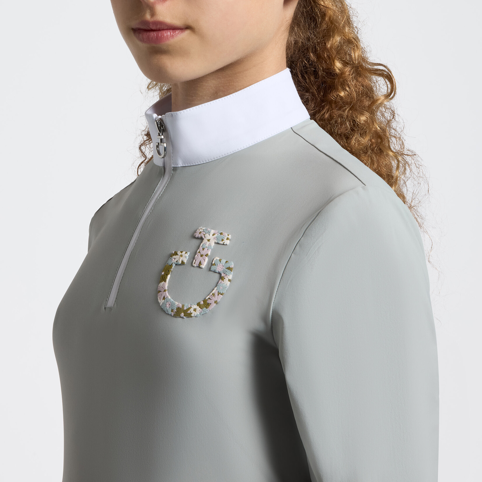 Cavalleria Toscana CAA054 Cavalleria Toscana Girl's Long Sleeve Jersey w/ Floral Competition Shirt