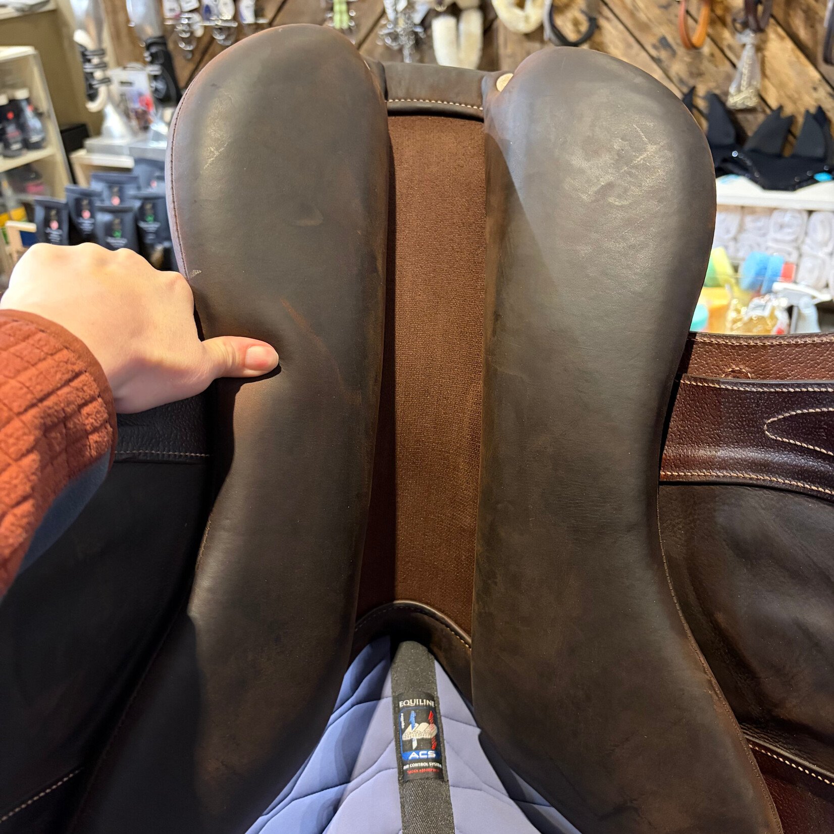 antares #25 2102 Consigned Antares Extra Contact Jumping Saddle, Full Buffalo Leather, 16.5", 2NB Flap (Straighter), STD Tree, includes Antares Cover