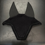 Equstar Custom Bonnet - Soundproof Ears, Square Shape, Blk Base, 1R Sm Jet Black Crystal, 1R Fancy Blk Braid, 1R Sm Jet Black Crystal, 1R Blk Thread, Blk Star