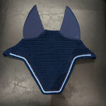 Equstar Custom Bonnet - Soundproof Ears, Square Shape, Drk Navy Base, 1R Navy Cord, 1R Sm Midnight Blue Crystal, 1R Sapphire Cord, 1R Drk Navy Thread, Drk Navy Star