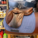 Butet #15 221 Consigned Butet Jumping Saddle Non-Integrated Premium, L (Semi-Flat) 2 Flap 17" Gold , Front Std Blocks, MOU Memory Foam Panels, F B D G Panels, STD TREE, no cover