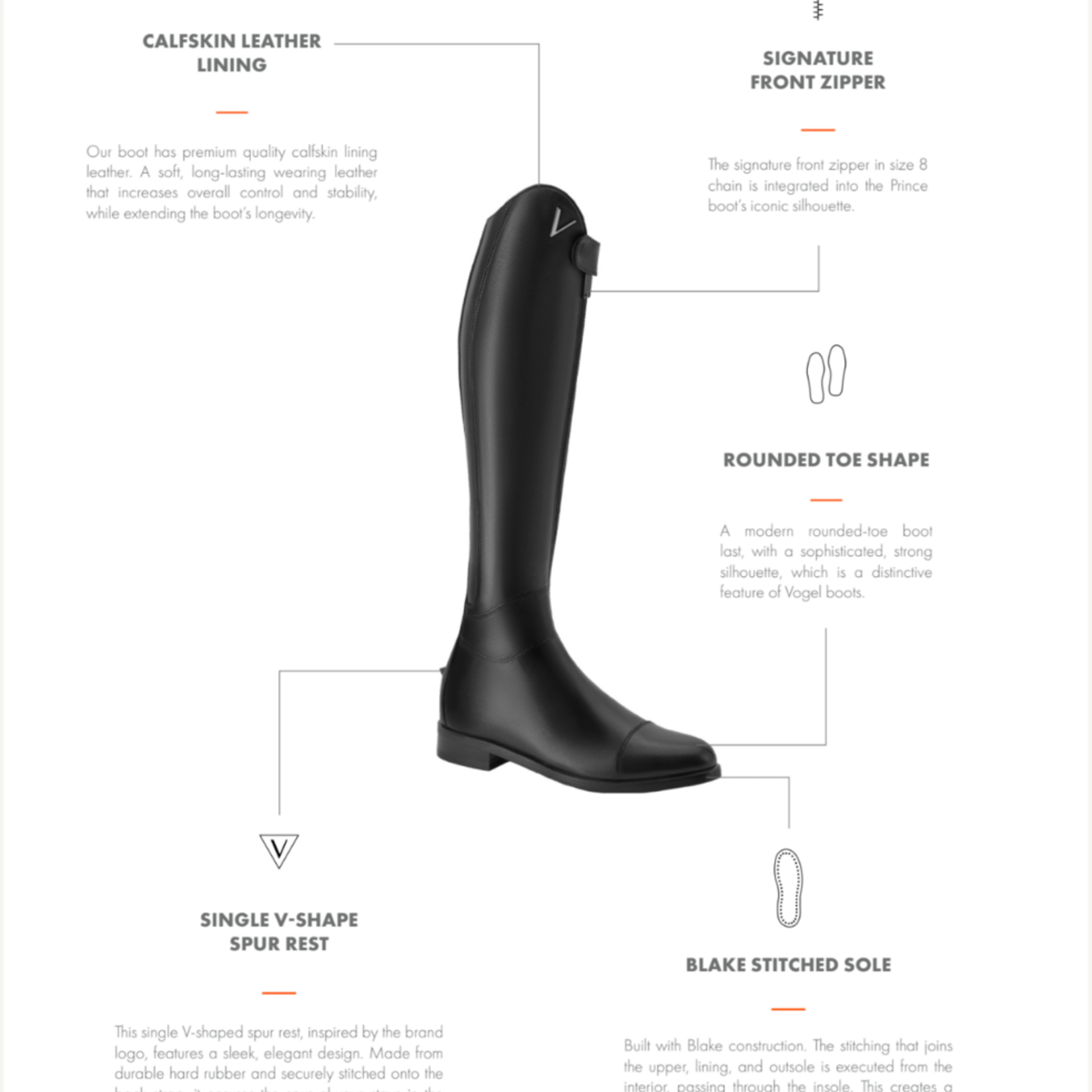 Vogel Vogel Prince Black Dress Boots w/ Front Zipper and Fitted Lower Ankle & Rounded Toe Shape