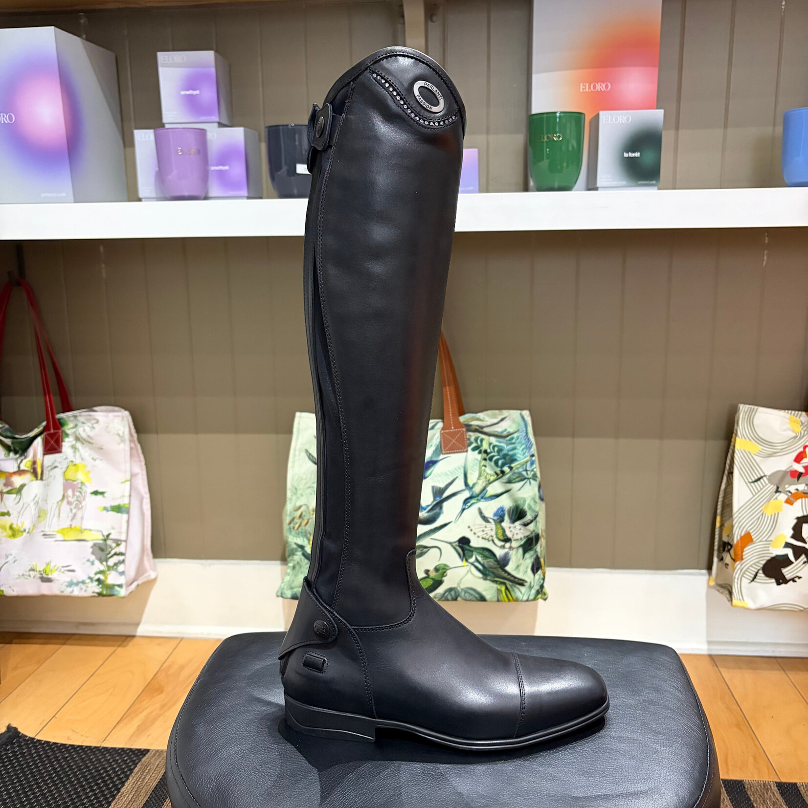 Parlanti Parlanti CUSTOM TOP LUXE Denver PRO Dress Tall Boots with SW Crystal Line Top. Premium Italian calfskin leather  leather, with Buffalo Inner Leg for longevity. Equipped with elastic panels.