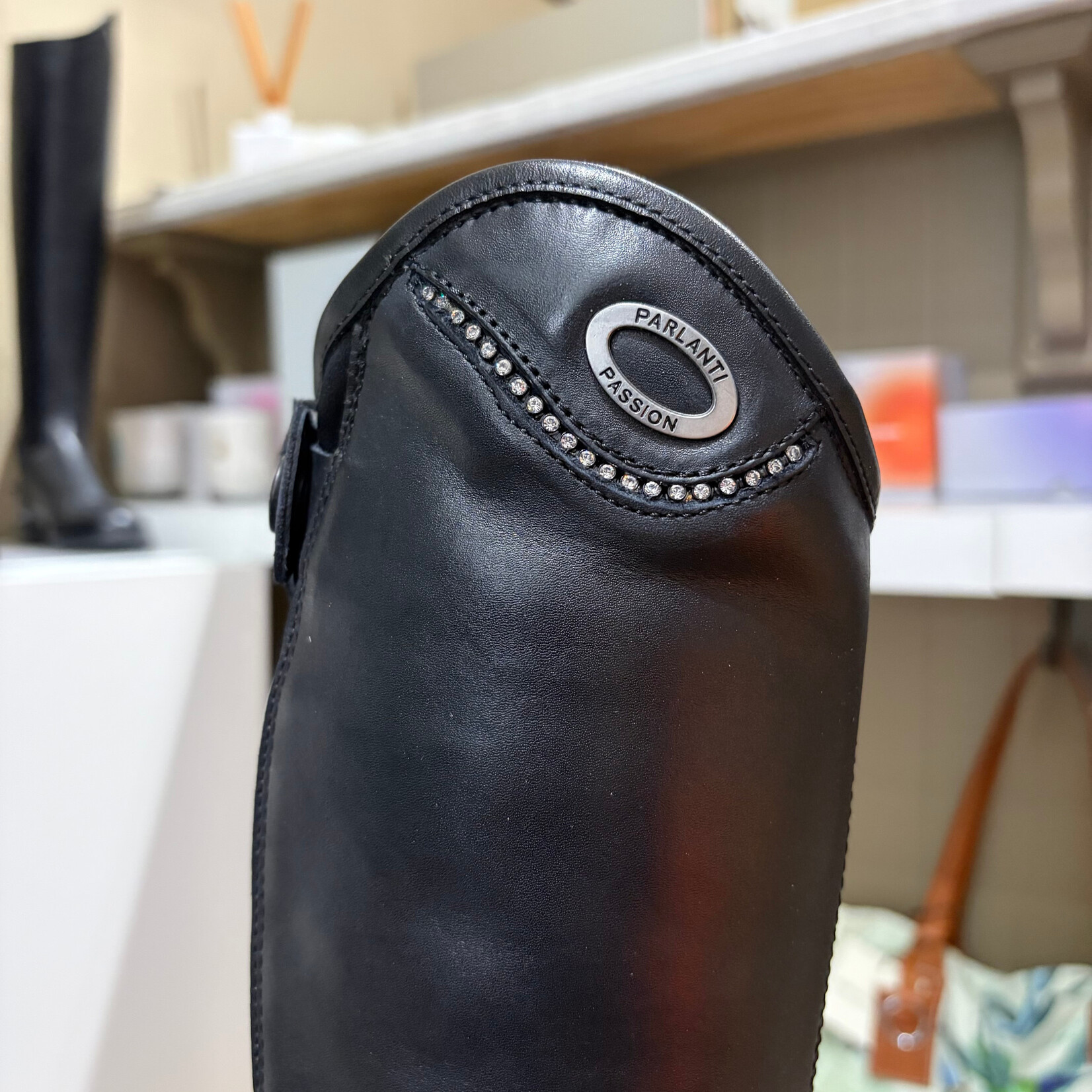 Parlanti Parlanti CUSTOM TOP LUXE Denver PRO Dress Tall Boots with SW Crystal Line Top. Premium Italian calfskin leather  leather, with Buffalo Inner Leg for longevity. Equipped with elastic panels.